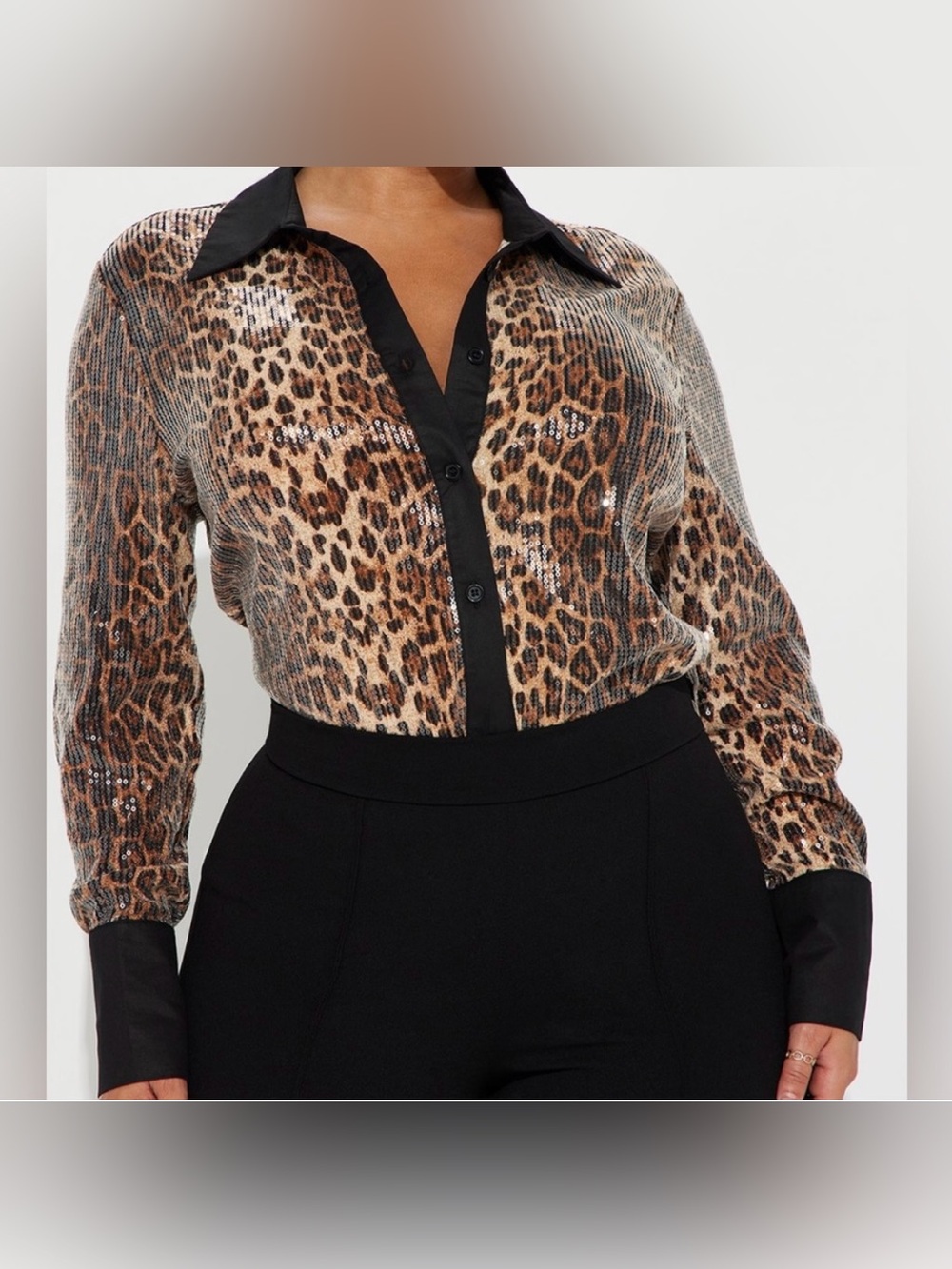 Fashion Nova Sequin Cheetah Top